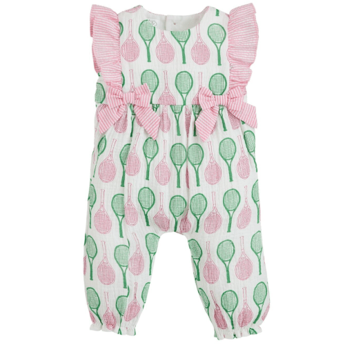 Mud Pie Baby Girl Tennis Print One Piece Romper Size 9-12 Month NEW