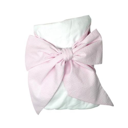 Bow Swaddle ® - Pink Savannah Seersucker - The Beaufort Bonnet Company