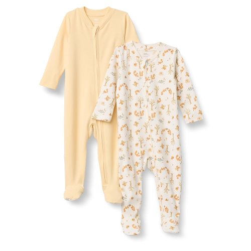 Amazon Essentials x Sofia Grainge Unisex Babies' Cotton Footed Sleep and Play Bodysuit, Pack of 2