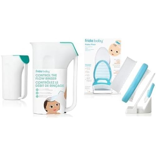 Frida Baby Control The Flow Bath Rinse Cup and The 3-Step Cradle Cap System Kit & Cradle Cap Treatment