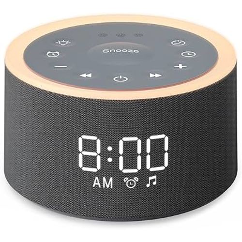 Dreamegg D1+ Sound Machine & Alarm Clock - Sound Machine for Sleep, White Noise Machine with 29 Soothing Sounds, Night Light, 0-100% Dimmable, White Noise Alarm Clock for Bedrooms Adults Baby, Black