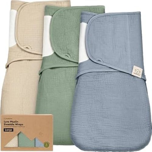KeaBabies Muslin Baby Swaddles for Newborns, 3pk,100% Cotton (Slate, L)