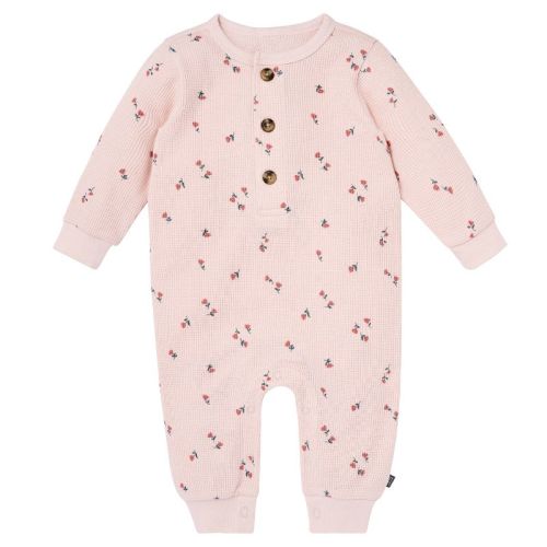 Modern Moments by Gerber Baby Girls' Long Leg Slouch Romper, Pink Blush Tulip, 3-6 Months