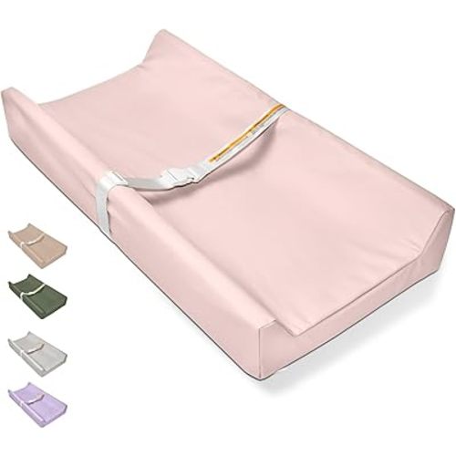 Baby Changing Pad, Wipeable Changing Pad, Diaper Changing Pads, Pink Vegan Leather Waterproof Changing Table Topper for Dresser and Table