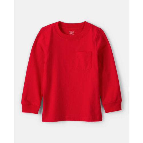 Toddler Boy Long-Sleeve Pocket Tee - Red - 4T
