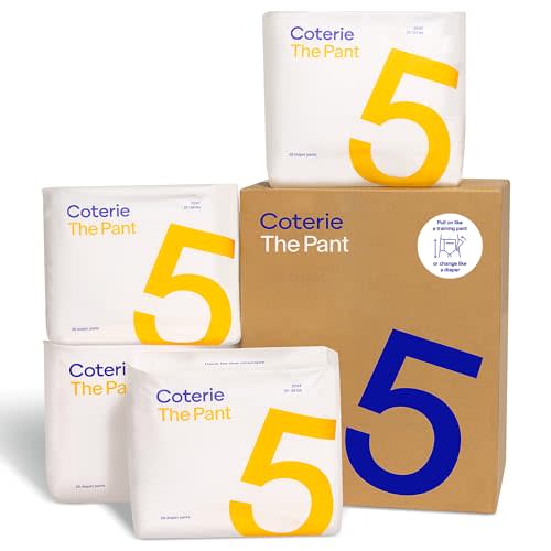 Coterie The Pant, Size 5, Pull Up Style Diapers for Sensitive Skin, Hypoallergenic, Super Absorbent Overnight Leak Protection, 3T/4T (27-38 lbs) 112 Count