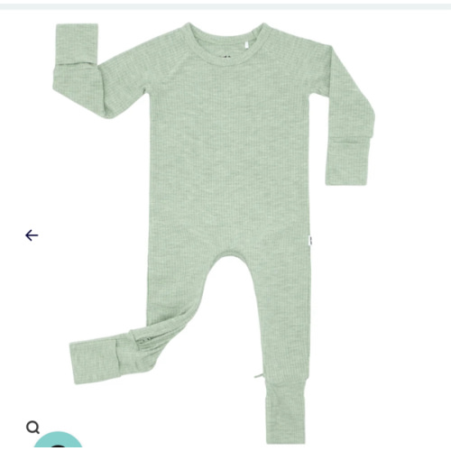 Heather Sage Ribbed Crescent Zippy - Little Sleepies