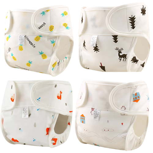 TELOLY 4PCS Washable Summer Baby Cloth Diaper Cover Cotton Thin Breathable Newborn Baby Diapers Reusable Cloth Nappies