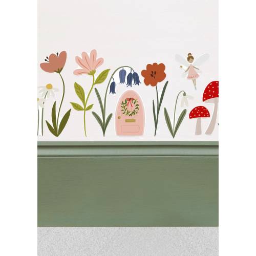 Fairy Door Wall Stickers | Nursery Wall Art | Forest Flowers | Removable Fabric Wall Stickers | Wild flowers | Girls Wall Stickers