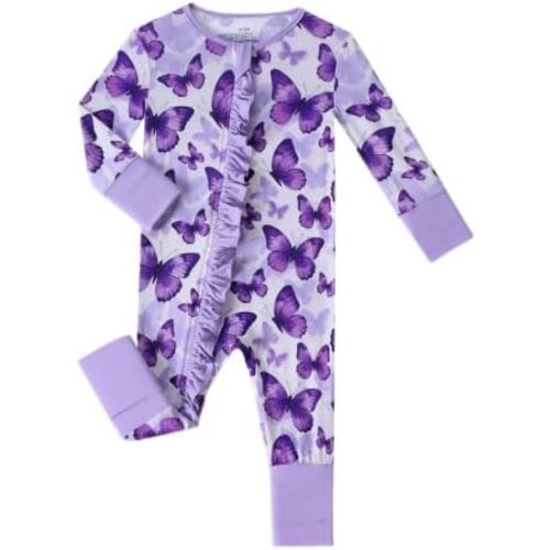 Baby Girls’Bamboo Viscose Romper,2-Way Zipper, Sizes Newborn-3T