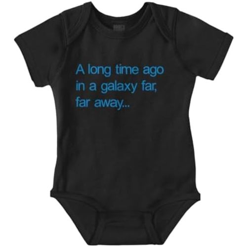 Brisco Brands Along Time Dark Galaxy Far Away Space Baby Romper Boys or Girls