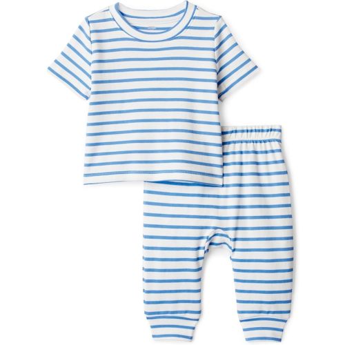 Amazon Essentials x Sofia Grainge Unisex Toddlers and Babies' Cotton Knit Short Sleeve Shirt & Pants Set