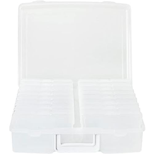 novelinks Photos Organizer 4" x 6" Photo Storage Box with Handle - 16 Inner Photo Cases Photo Box Storage Picture Organizers and Storage (White)