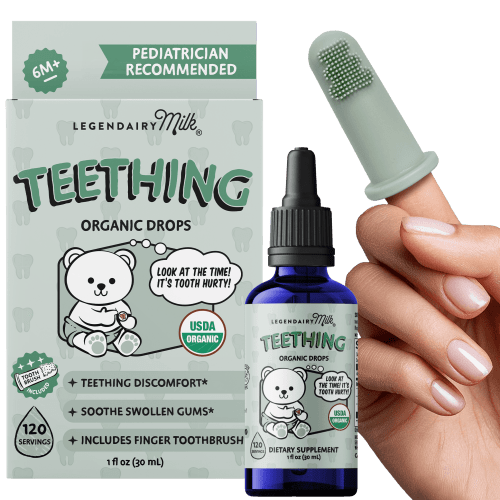 Organic Teething Drops and Toothbrush | Teething Support for Baby* | Legendairy Milk
