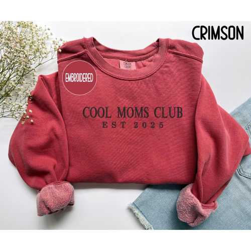 Embroidered Cool Moms Club Sweatshirt, Personalized Est. Cool Mom Gifts,Christmas Gift