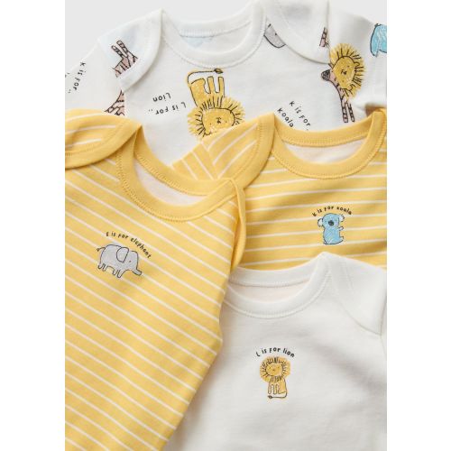 5 Pack Baby Safari Animal Bodysuits
