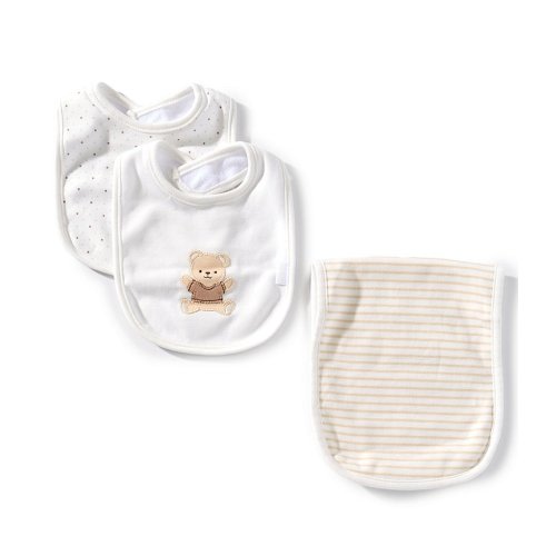 Little Me Baby Gentle Bear Bib And Burp Cloth Set