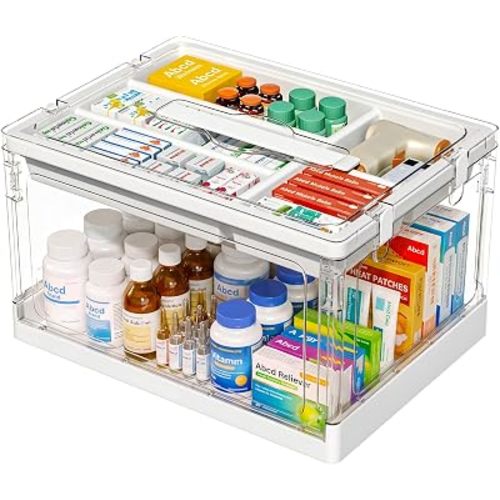 24QT 2Packs Clear Craft Organizers and Storage with Trays