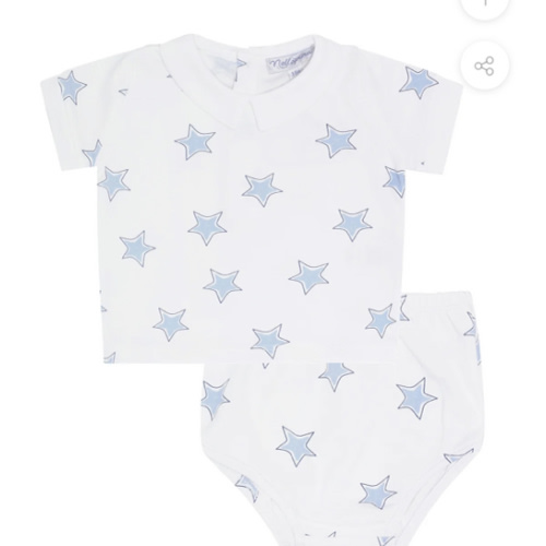 Blue Stars Print Diaper Cover Set