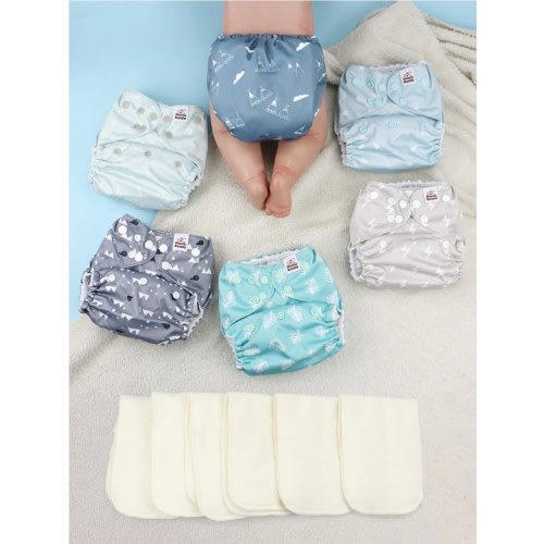 POCKET DIAPER 3.0 WITH INSERTS - 6 PACK(The Gray Sky)