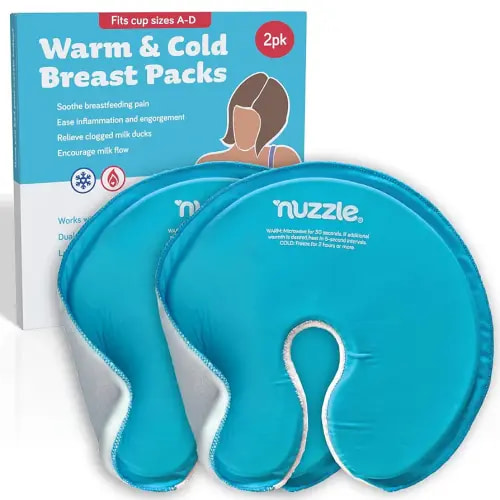 Breast Ice Packs for Breastfeeding and Engorgement Relief - Hot and Cold Breast Therapy Packs - Soft, Dual-Sided & Reusable - 2 Pack