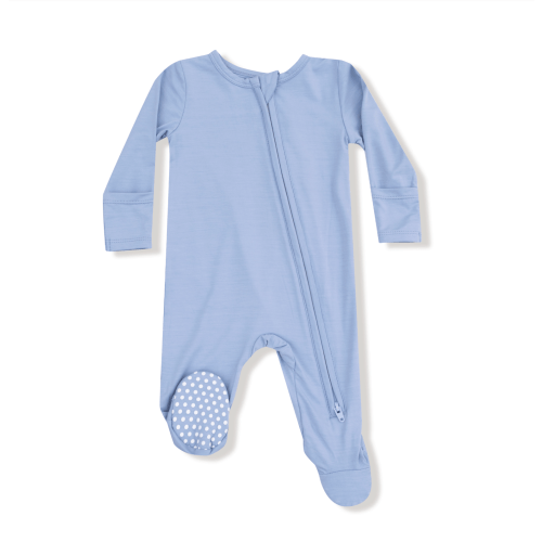 Two Way Zipper Footie, Soft Chambray