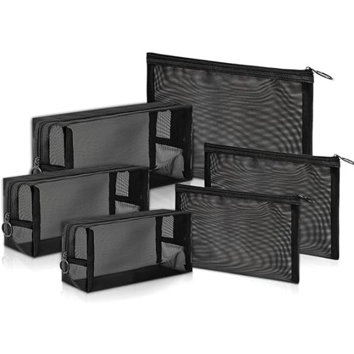 Unoutur pouch,Mesh Cosmetic Bag Portable Makeup Pouch Travel Toiletry Bag for Makeup Organizer Home Office Travel Accessories,6 Pieces Mesh Makeu