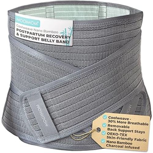 Coolweave Postpartum Belly Band for C-Section Recovery, Breathable Maternity Abdominal Binder with Ergonomic Back Support, Adjustable Belly Wrap for Post Surgery Recovery, Waist & Core