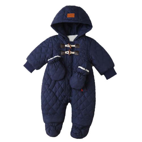 Povozer Toddler Snowsuit Baby Boys Girls One Piece Winter Outfit Infant Ski Suit(Blue,6-9M)