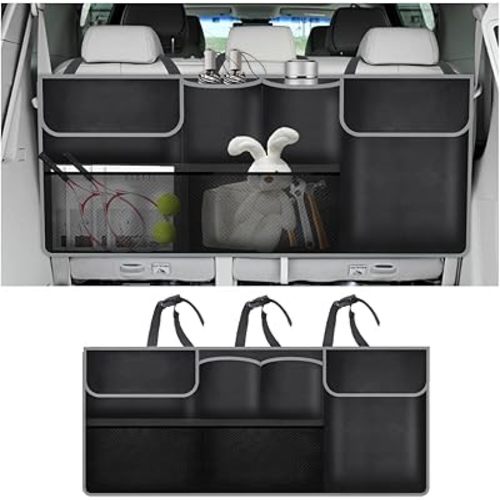 IHOTDER Large Capacity Car Trunk Organizer,Six Pockets Trunk Storage Organizer with Adjustable Straps,Wear-Resistant Oxford Fabric Hanging Trunk Organizer for Car Truck SUV