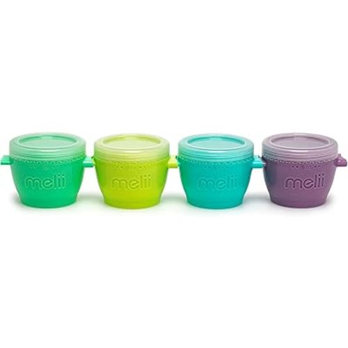 melii Snap & Go Baby Food Storage Containers | 4 Pack 6 oz, Stackable Snack Containers with Airtight Lids, BPA-Free, Reusable Food Containers for Toddlers, Meals & On-the-Go