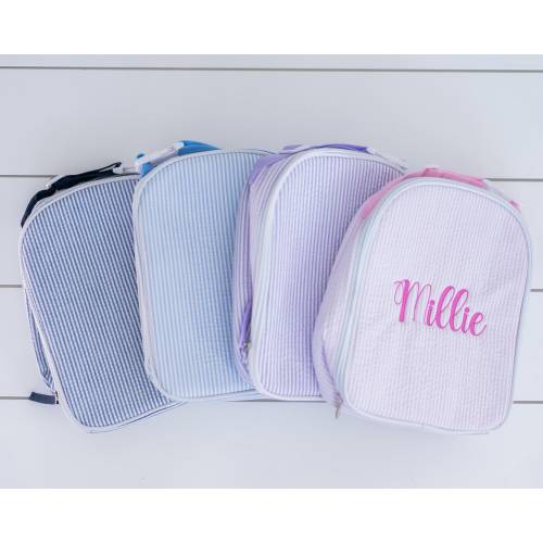 Embroidered Seersucker Lunch Box: Personalized Monogram Design