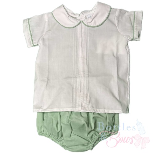 Sage Smocked Diaper Set