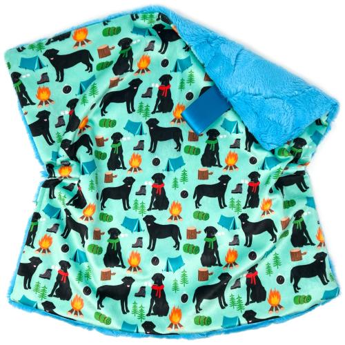 Lovey: Black Lab Goes Camping. Lovie. Teal. Blue. Dog Lovey. Labrador Retriever. Green. Outdoorsy. Baby Lovey. Baby Gift.
