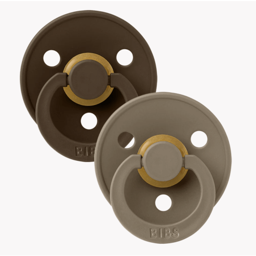 BIBS Pacifiers 2-Pack - Mocha and Dark Oak – size 1, anatomical shape