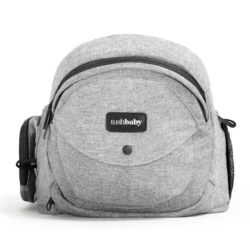 Tushbaby Original Hip Seat Baby Carrier for Babies & Toddlers up to 45 lbs, Safety Certified, Lightweight No-Foam Design with Storage, Grey