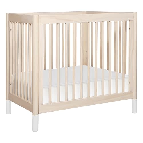 Babyletto Gelato 4-in-1 Mini Crib, Washed Natural and White | GREENGUARD Gold Certified, Converts to Toddler Bed, Daybed & Twin Bed - 4 Adjustable Heights, Conversion Kits Sold Separately