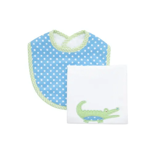 3 Marthas
Blue alligator 
Basic Bib & Burp Boxed Set