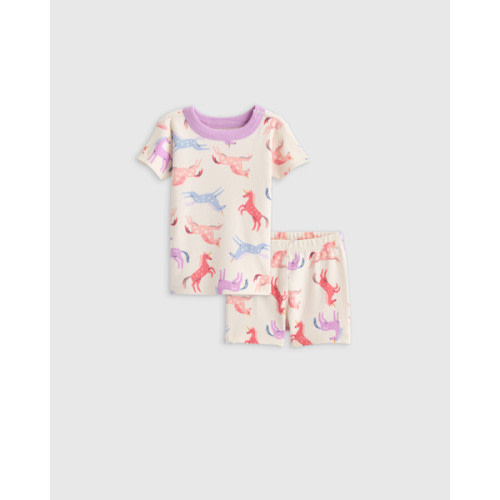 100% Organic Cotton Short Sleeve and Shorts Pajama Set in Unicorn