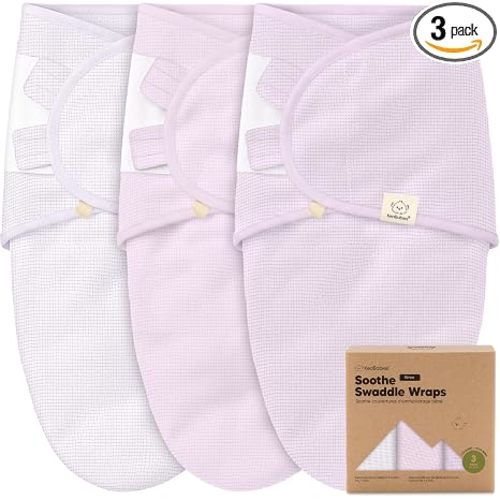 3-Pack Organic Swaddles for Newborns, Baby Swaddles 0-3 Months (Soft Lilac) | Newborn Swaddle Sleep Sacks, Soft Cotton, Infant, Baby Swaddle Wraps, Girls, Boys, Large Hook & Loop Closure