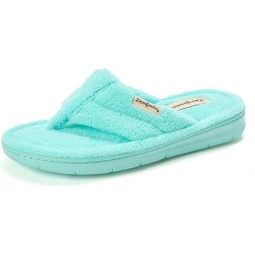 Dearfoams Women's Melanie Colorblocked Microfiber Terry Thong Slipper