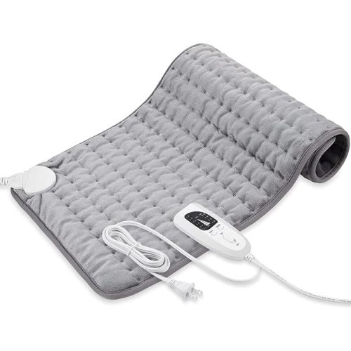 Deepsoon Heating Pad,Electric Heating Pads for Back,Neck,Abdomen,Moist Heating Pad for Shoulder,Knee,Arms,Legs,Dry/Moist Heat & Auto Shut Off,Christmas Gifts for Men and Women,Silver,24x12 Inch