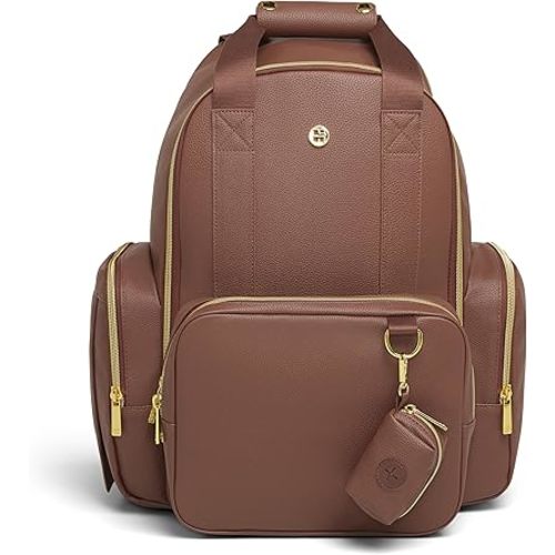 HUGGIES Unisex-adult Signature Hug Pack Diaper Backpack, Cognac Leather, One Size
