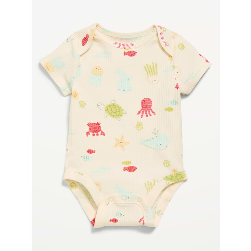 Printed Short-Sleeve Ribbed Bodysuit for Baby