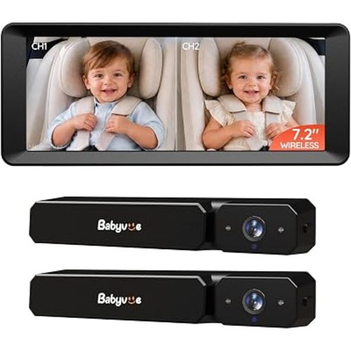 Babyvue BV6Plus 7.2" Wireless Dual Baby Car Camera for Fast Setup