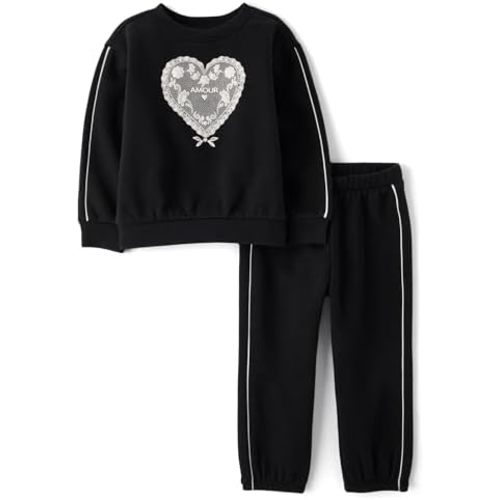 The Children's Place Baby Girls' And Toddler Long Sleeve Active Shirt and Pant, 2 Piece Outfit