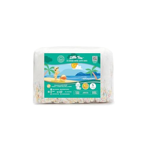 Little Toes Premium Natural Disposable Swim Diapers, Size 1–2 Small (13–20 lbs) (24 Count) | Baby Disposable Swim Diapers | Hypoallergenic, Chlorine & Fragrance-Free | Gentle on Sensitive Skin