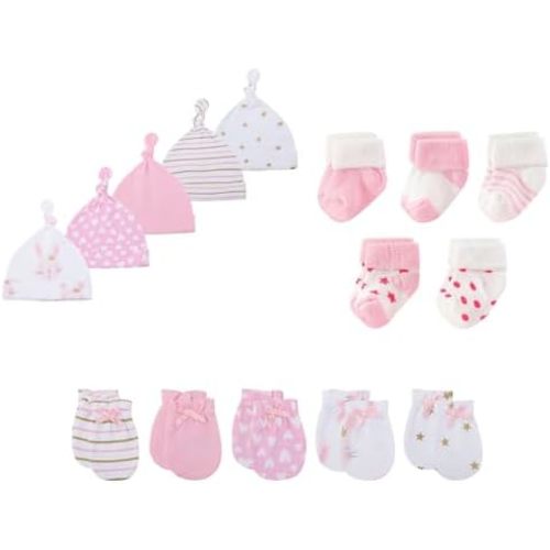15 Pack Unisex New Born Boy Girls Hats Mittens Socks Sets Cotton Soft Infant Accessory 0-6 Months Baby Essentials