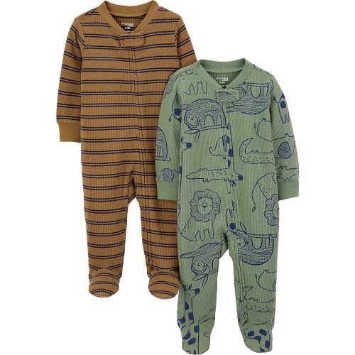 Simple Joys by Carter's Baby Boys' 2-way Zip Thermal Footed Sleep and Play, Pack of 2
