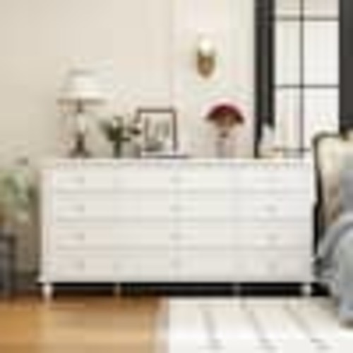 FUFU&GAGA White Wooden 12-Drawer Chest of Drawers 63 in. W x 31.5 in. H x 15.7 in. D Dresser, Modern European Style KF390033-01